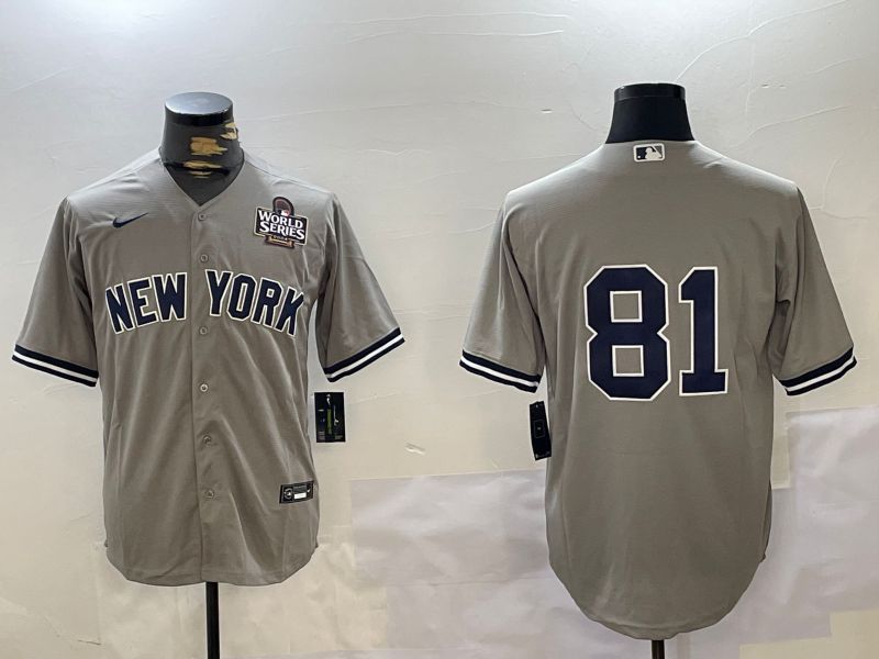 Men New York Yankees #81 No Name Grey Game 2024 Nike MLB Jersey style 1027